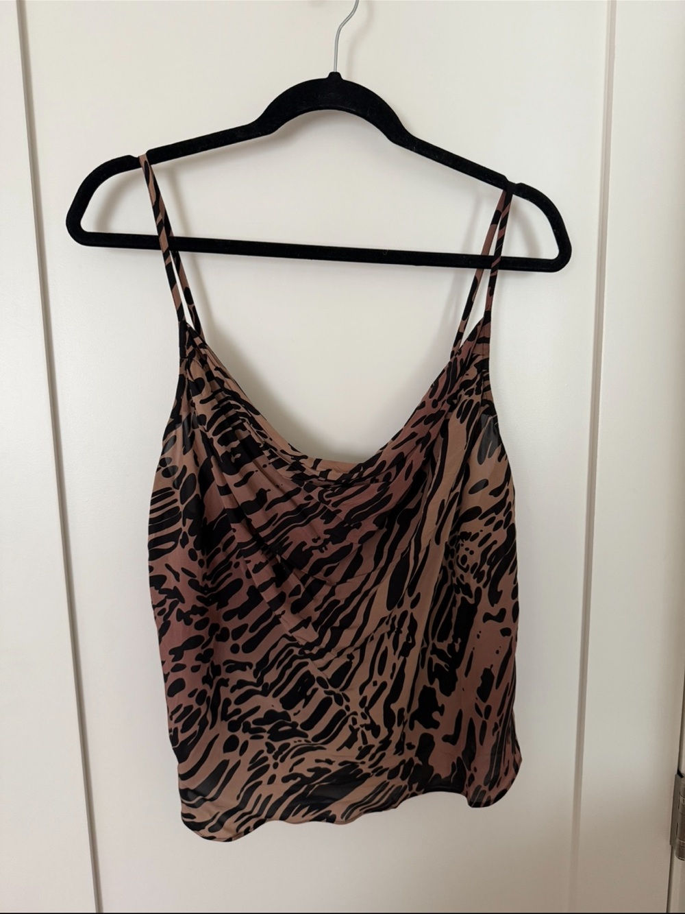 Good American Women's Brown Animal Print Cowl Neck Camisole